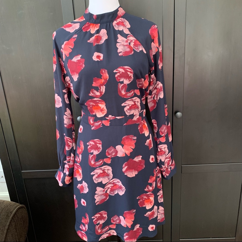 🌹🌺🌷Floral Long Sleeve High Neck Fit and Flare Dress Banana Republic